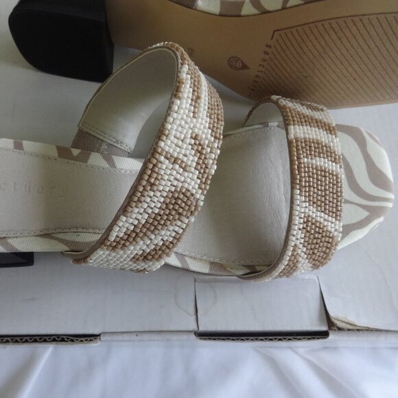 Sanctuary Revive women's size 6M leather beaded slides, tan, 1&1/2" chunky heels - Picture 12 of 15
